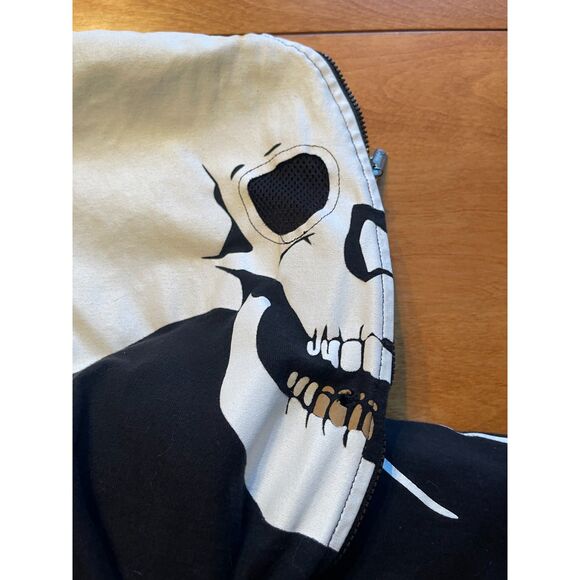 LRG Dead Serious Zip Up Skeleton Hoodie Size Men's XL Black & White Glow in Dark - Picture 3 of 13